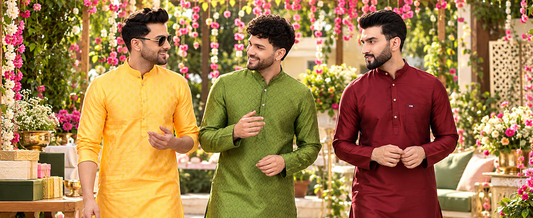 LATEST CHIKAN men's ethnic wear collection featuring long kurtas, short kurtas, kurta pajama sets and Nehru jackets for weddings and festivals