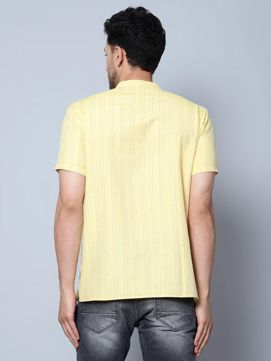 Half Striped Cotton Kurta