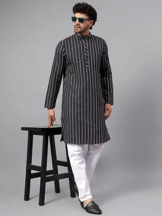 Fish Stripes Cotton Kurta