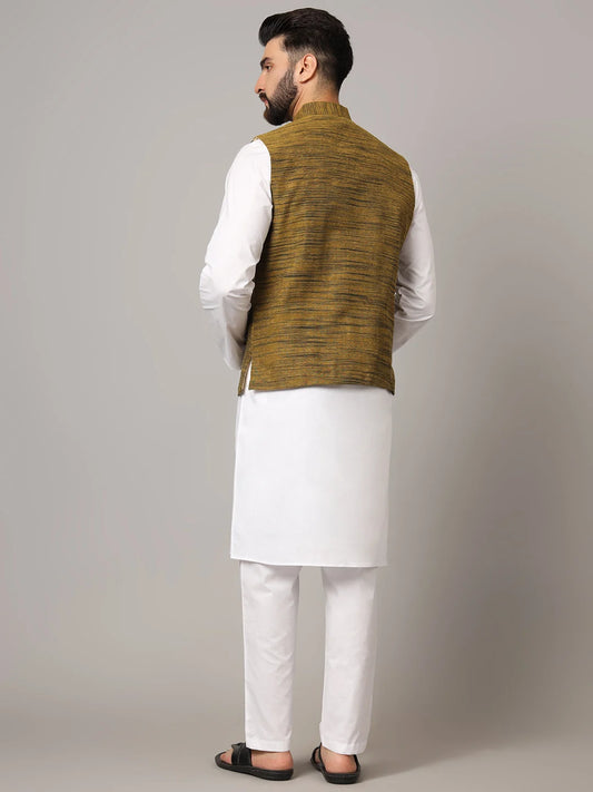 Striped Textured Nehru Jacket