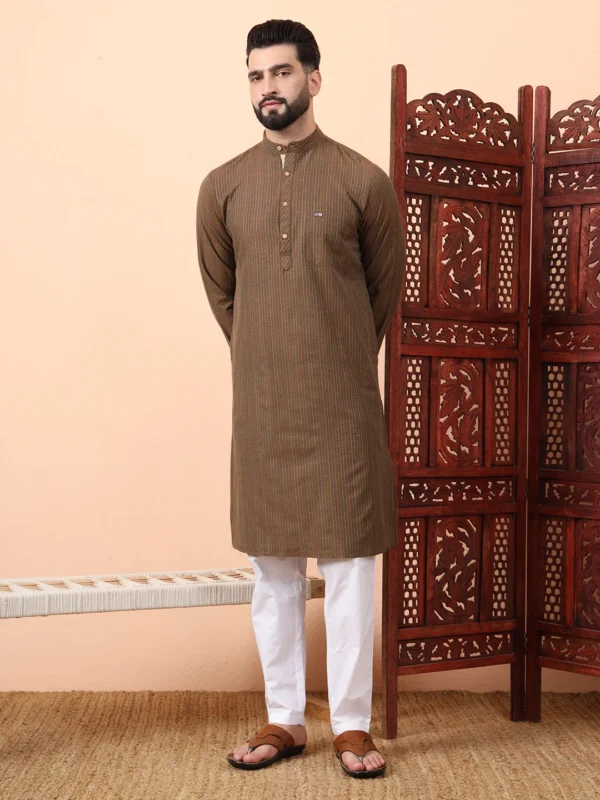 Striped Cotton Casual Kurta