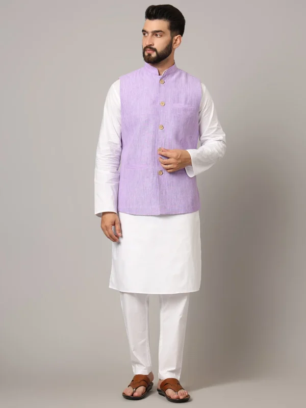 Men's Purple Textured Nehru Jacket | Festive & Ethnic Wear