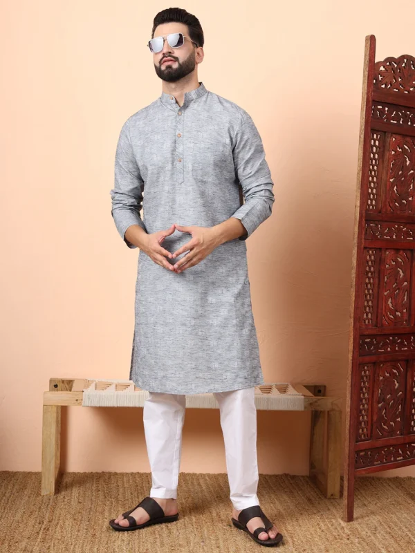 Cotton Kurta Self-Textured Pattern
