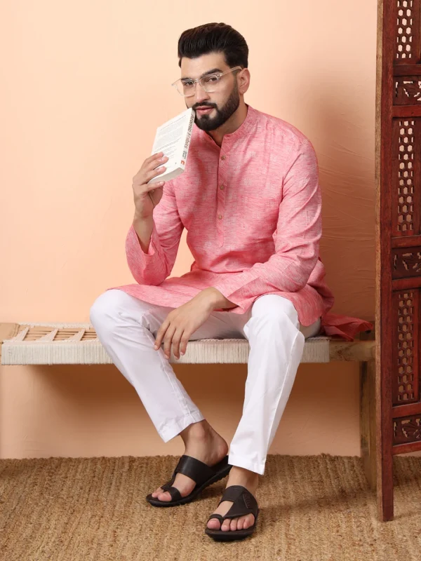 Cotton Kurta Self-Textured Pattern