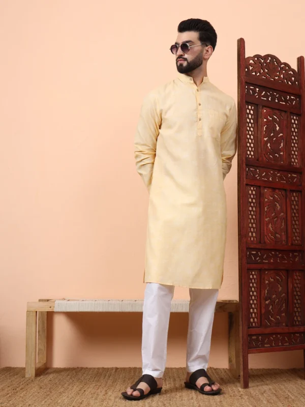 Cotton Kurta Self-Textured Pattern
