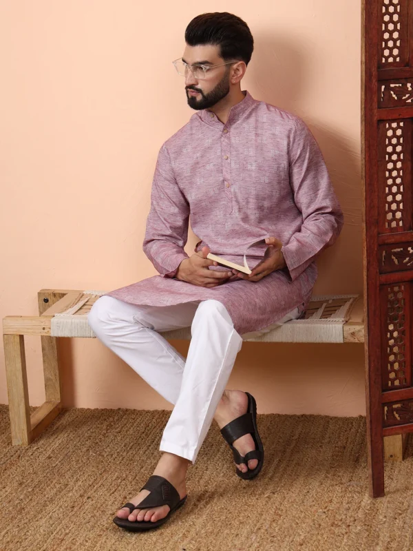 Cotton Kurta Self-Textured Pattern