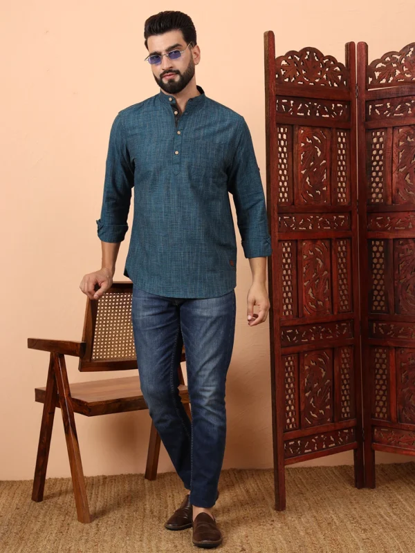 Firozi Cotton Khadi Kurta