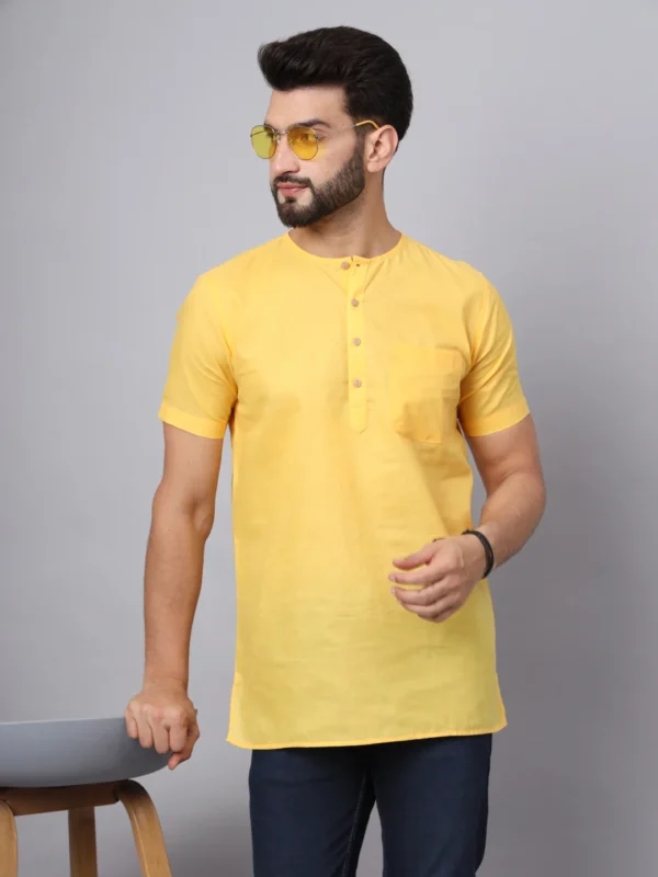 Cotton Short Kurta Mandarin Collar