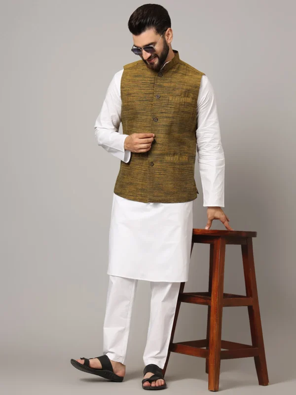 Striped Textured Nehru Jacket