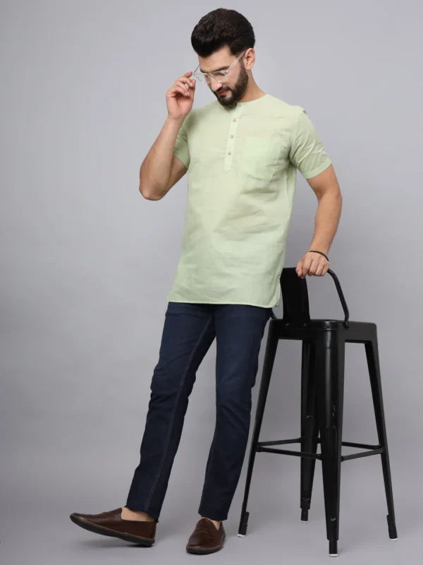 Cotton Short Kurta Mandarin Collar