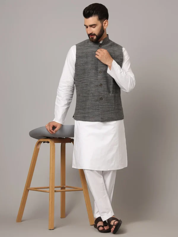 Striped Textured Nehru Jacket