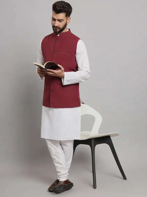 Maroon Solid Nehru Jacket