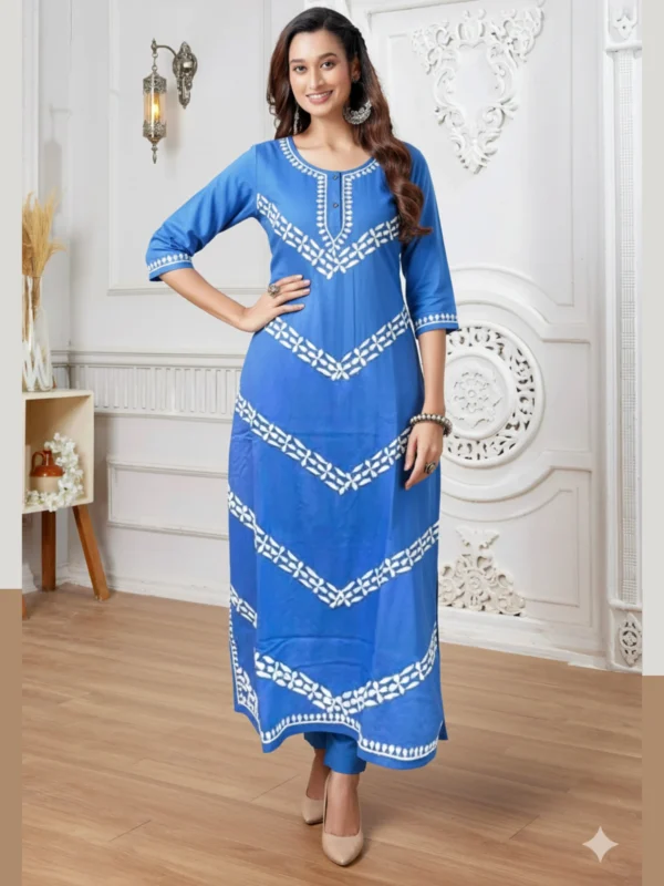 Hand-Embroidery Rayon Kurti