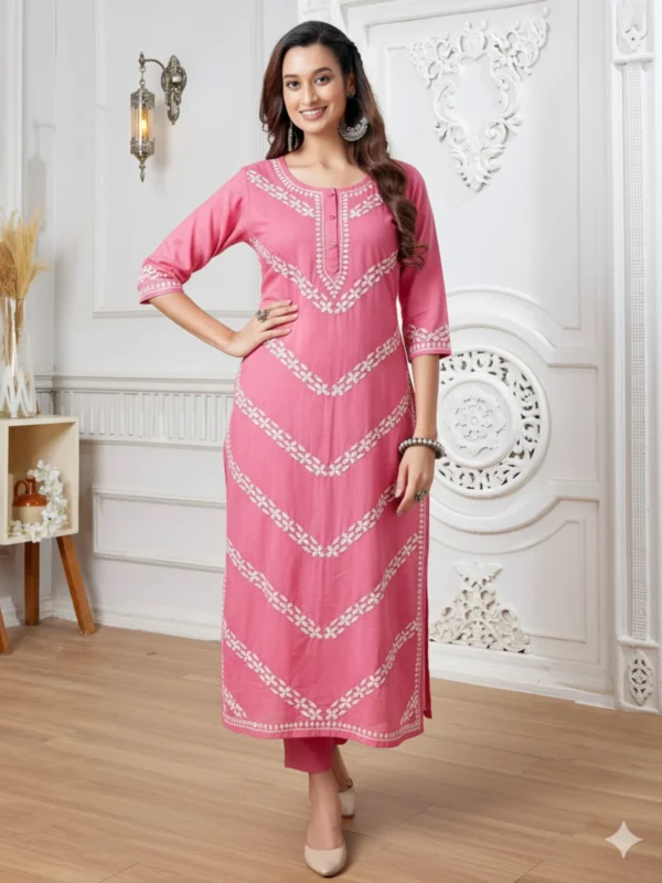 Hand-Embroidery Rayon Kurti