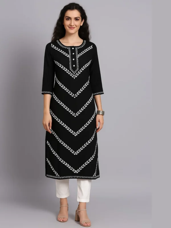 Hand-Embroidery Rayon Kurti