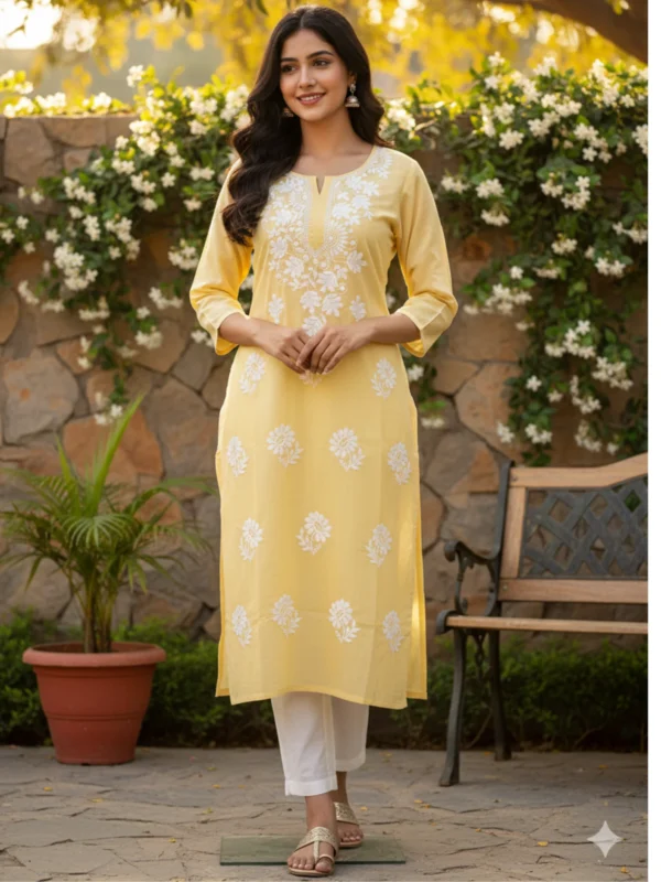 chikankari Cotton Kurti