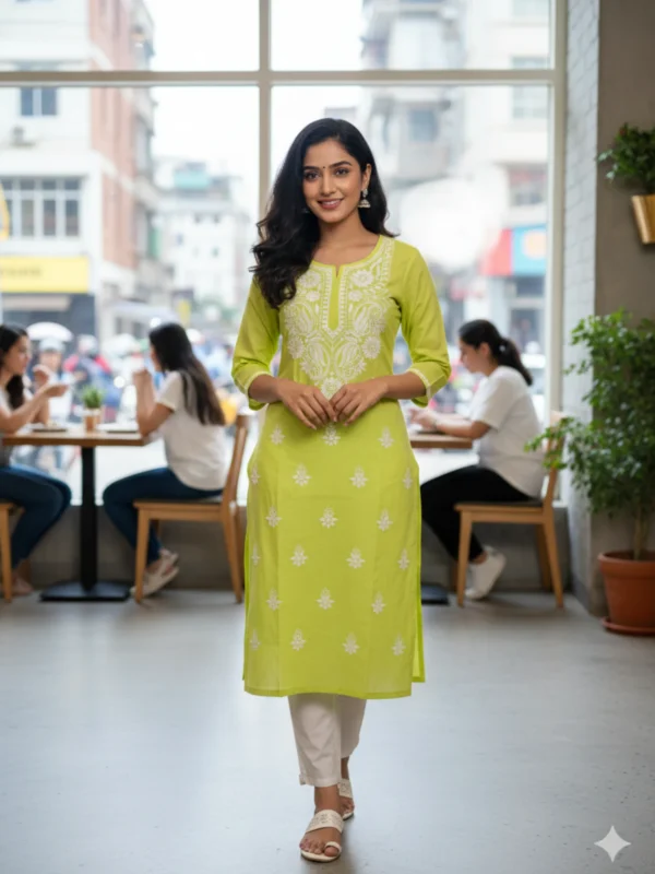 chikankari Cotton Kurti