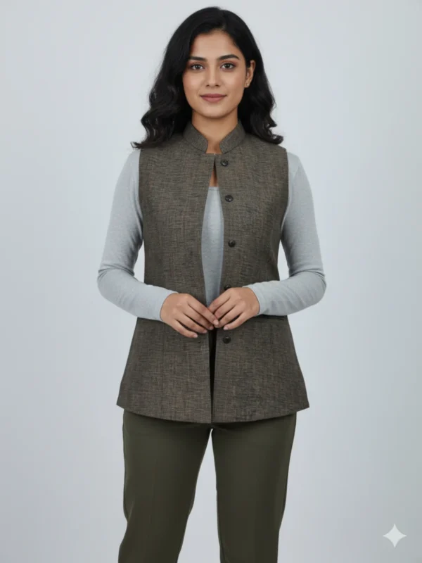 Women’s Solid Textured Nehru Jacket
