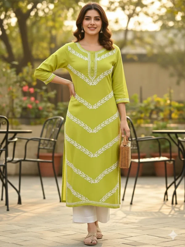 Hand-Embroidery Rayon Kurti