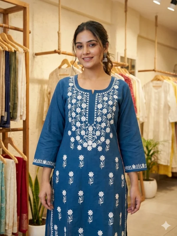 chikankari Cotton Kurti